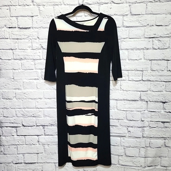 NWT CATO Women's Dress Size Small‎ Black Multicolor 3/4 Sleeve Stretch - Picture 1 of 9